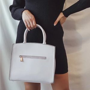 Get Down to Business Light Grey Satchel Handbag